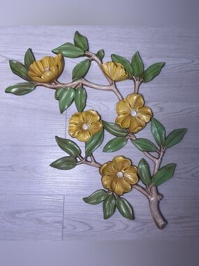 1963 Vintage Dart Industries Wall Decoration, Yellow Flower & Stem Design # 4564